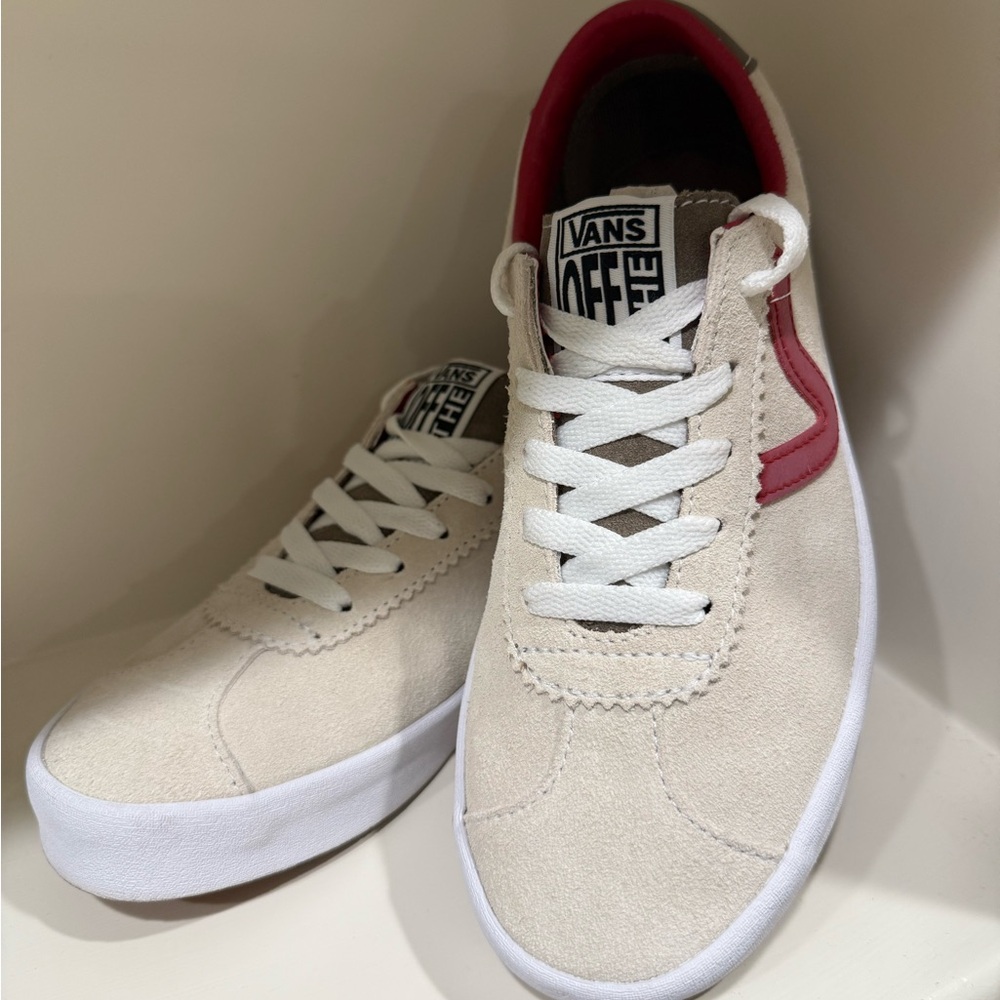 Vans Beige and Red Sneakers